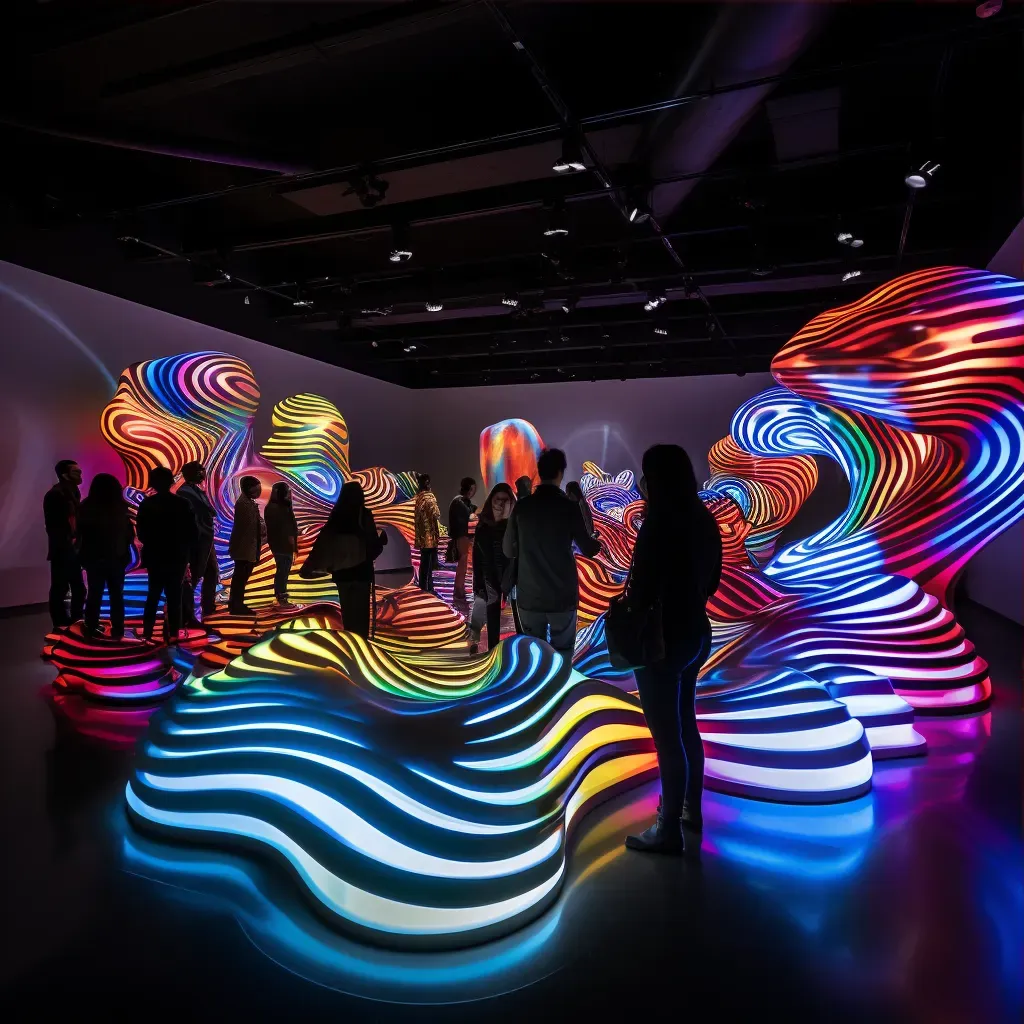 Abstract light sculptures in a contemporary art gallery - Image 3