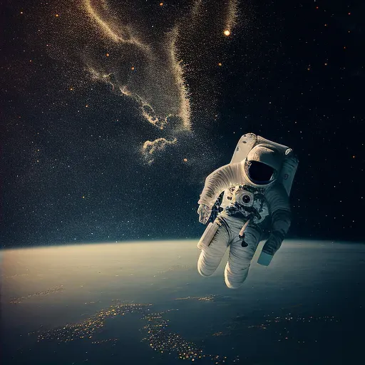 Astronaut floating in space with distant galaxy in background - Image 2