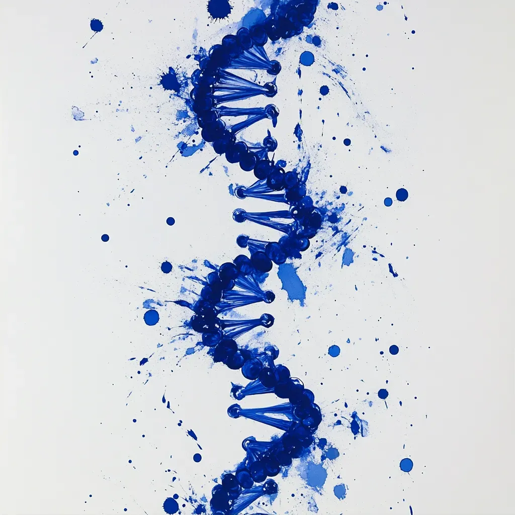 Expressionistic depiction in Yves Klein blue of the decoding of the human genome - Image 2