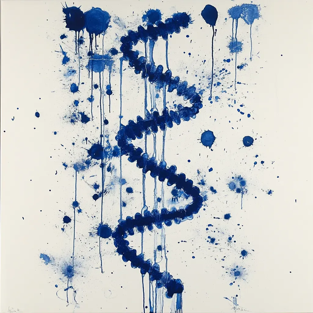 Expressionistic depiction in Yves Klein blue of the decoding of the human genome - Image 3