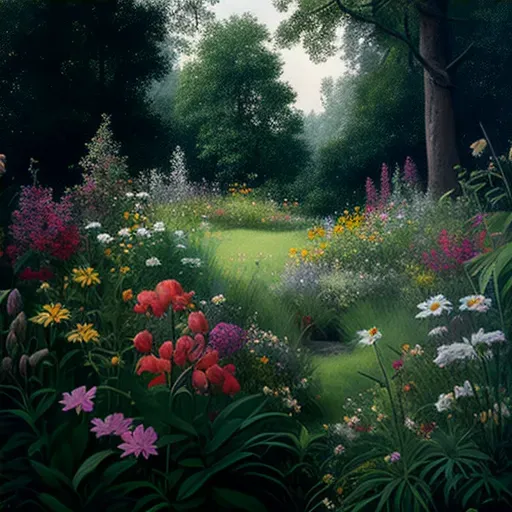 Flower garden merging with overgrown meadow - Image 4