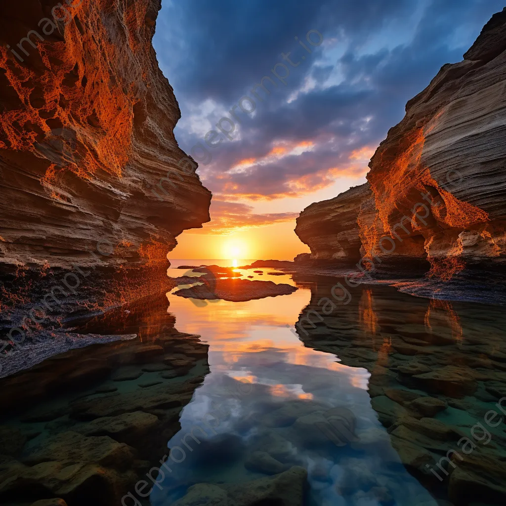 Sunset reflections in coastal caves - Image 2