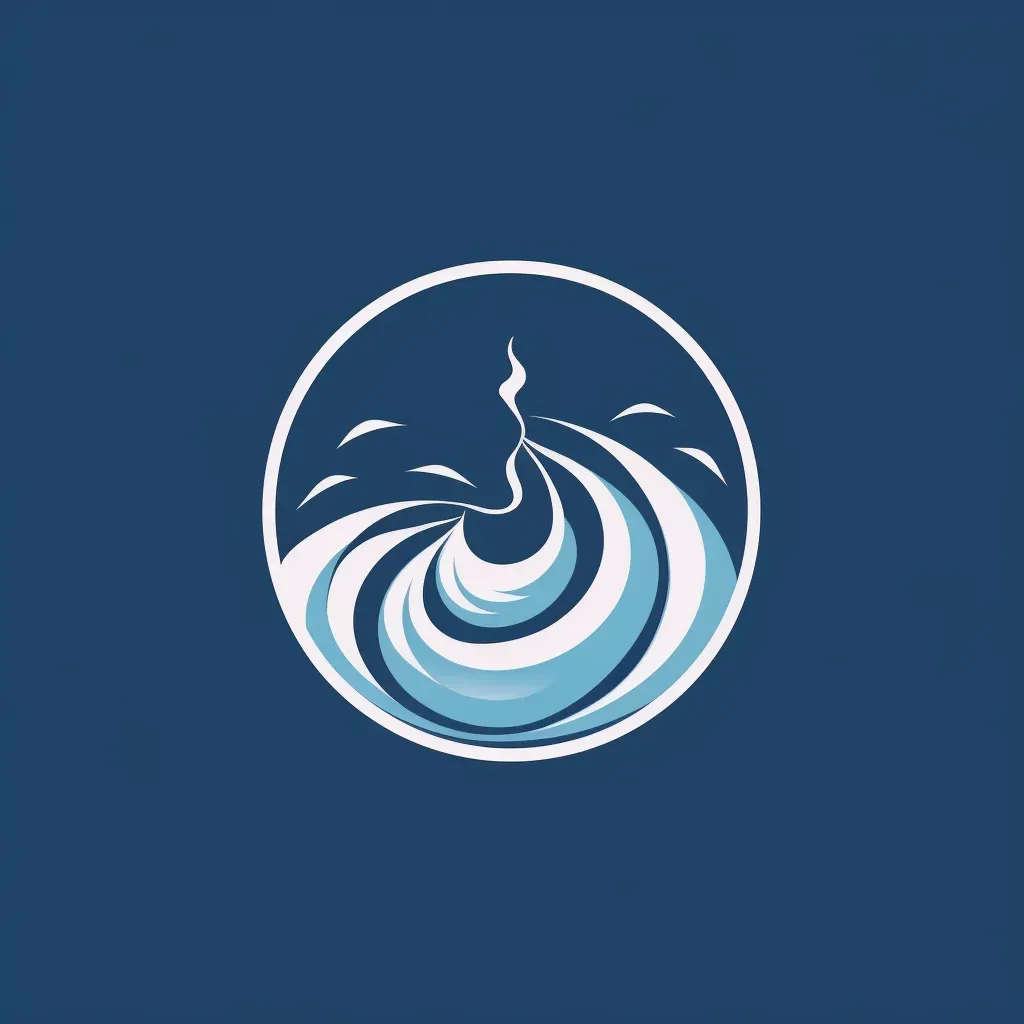 Minimalist logo with a wave turning into a hand, in deep blue and white. - Image 1