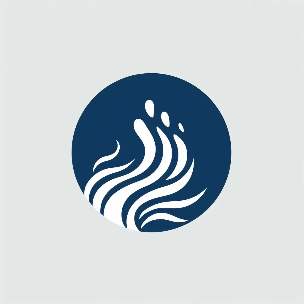 Minimalist logo with a wave turning into a hand, in deep blue and white. - Image 3