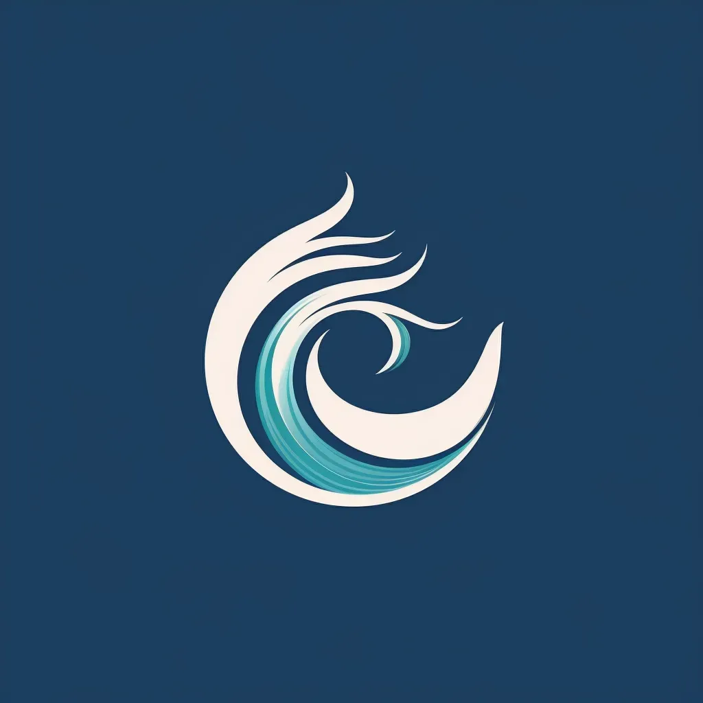 Minimalist logo with a wave turning into a hand, in deep blue and white. - Image 4