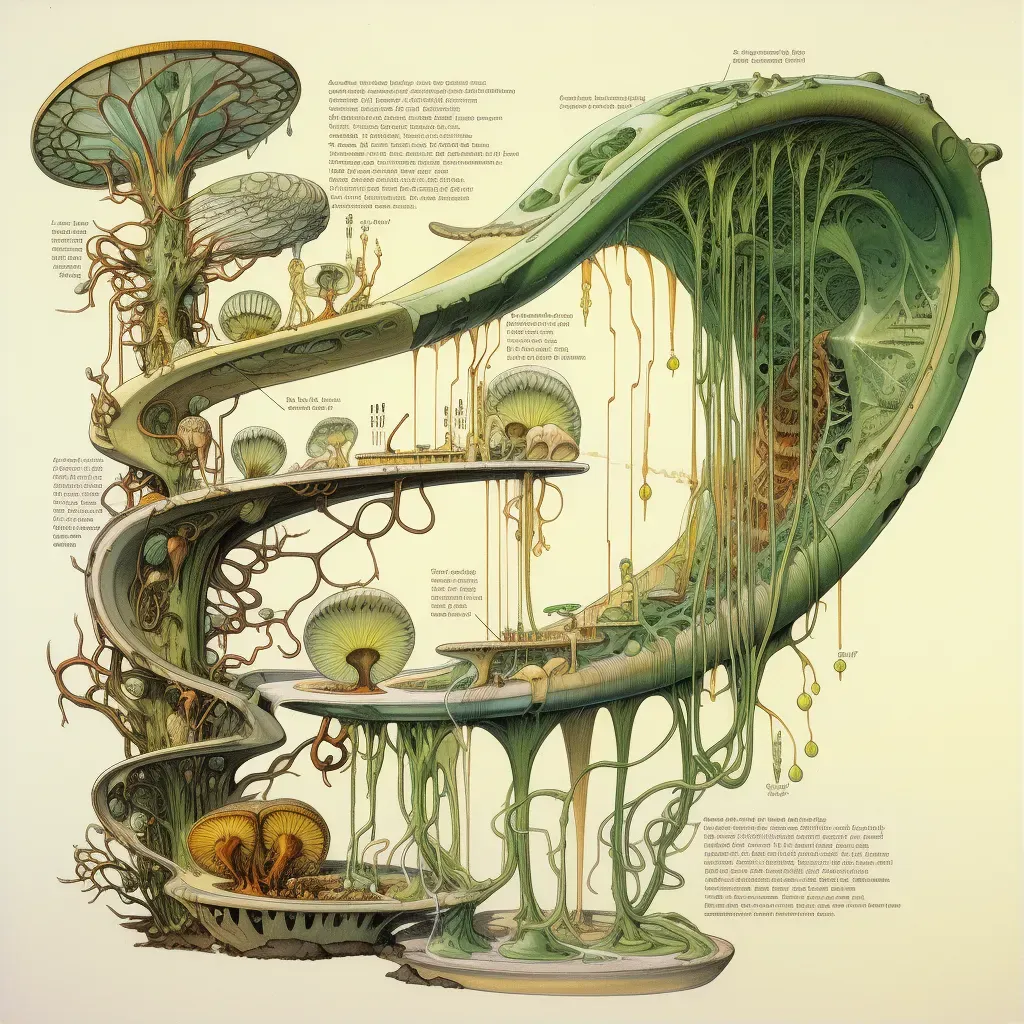 Illustration of cross-section of a plant stem revealing elegant transport system of xylem and phloem. - Image 1