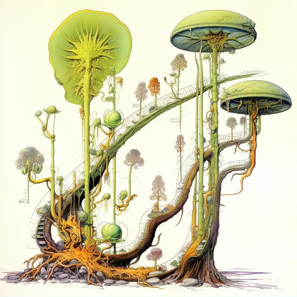 Illustration of cross-section of a plant stem revealing elegant transport system of xylem and phloem. - Image 2