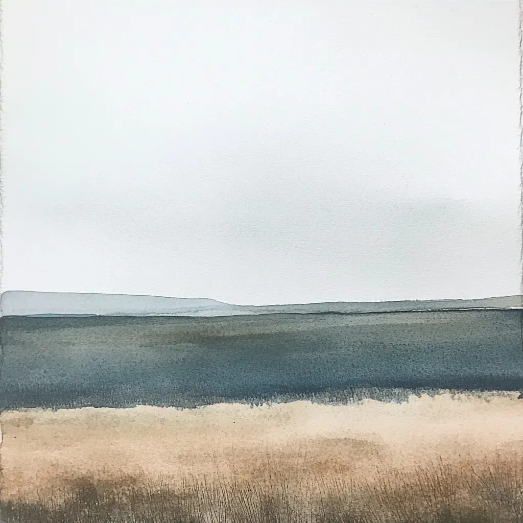 Minimalist landscape in cool watercolors with one striking detail - Image 4