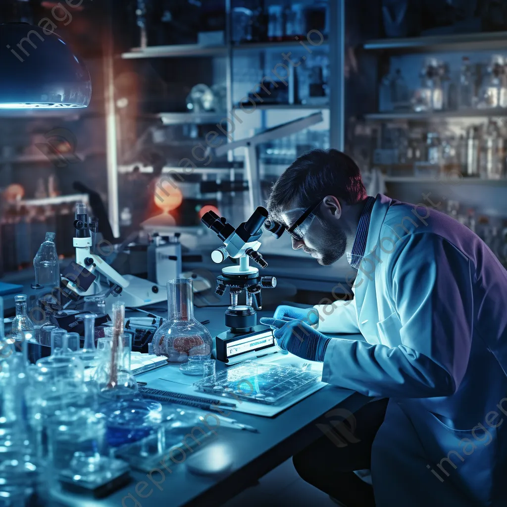 Scientist looking into a microscope in a modern lab. - Image 2