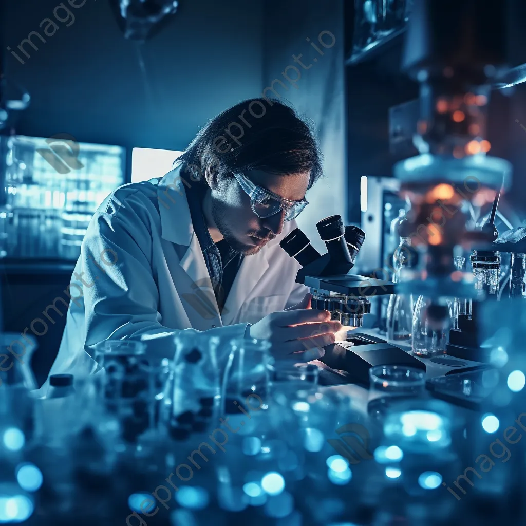 Scientist looking into a microscope in a modern lab. - Image 4