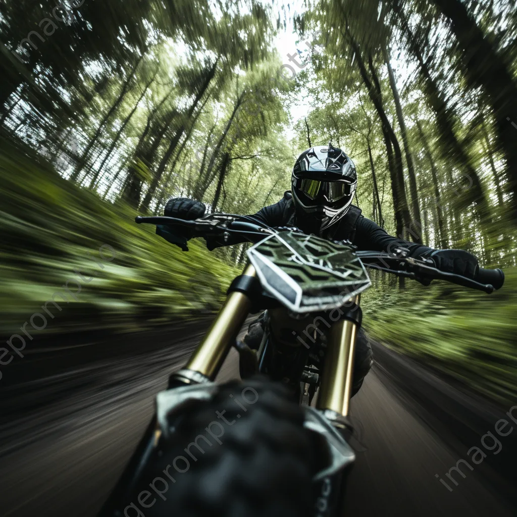 Motorcycle racing through a winding forest trail - Image 4