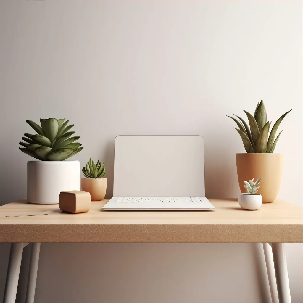 Succulent plant on minimalist office desk - Image 3