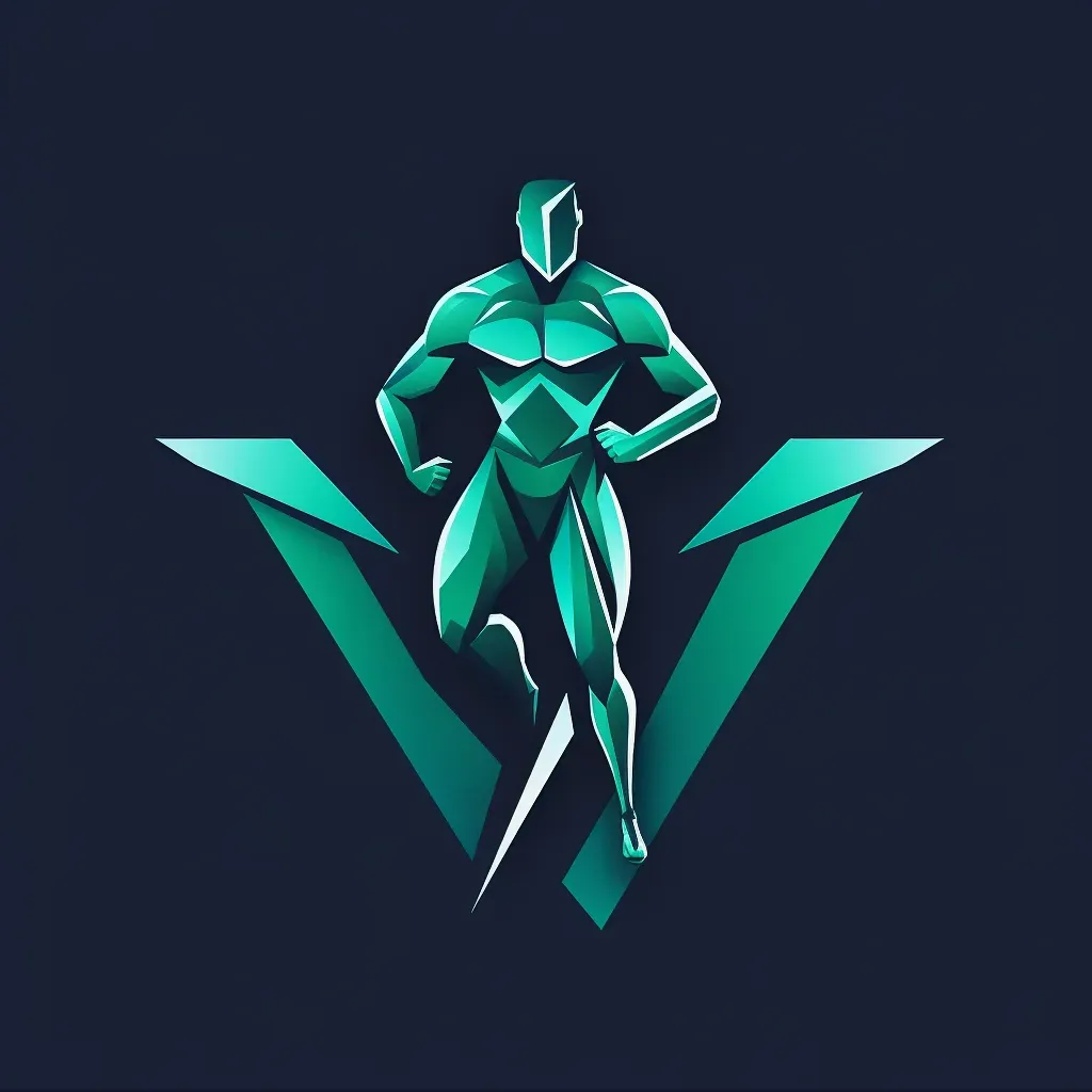 Dynamic sports logo for sportswear brand in blue and green - Image 2