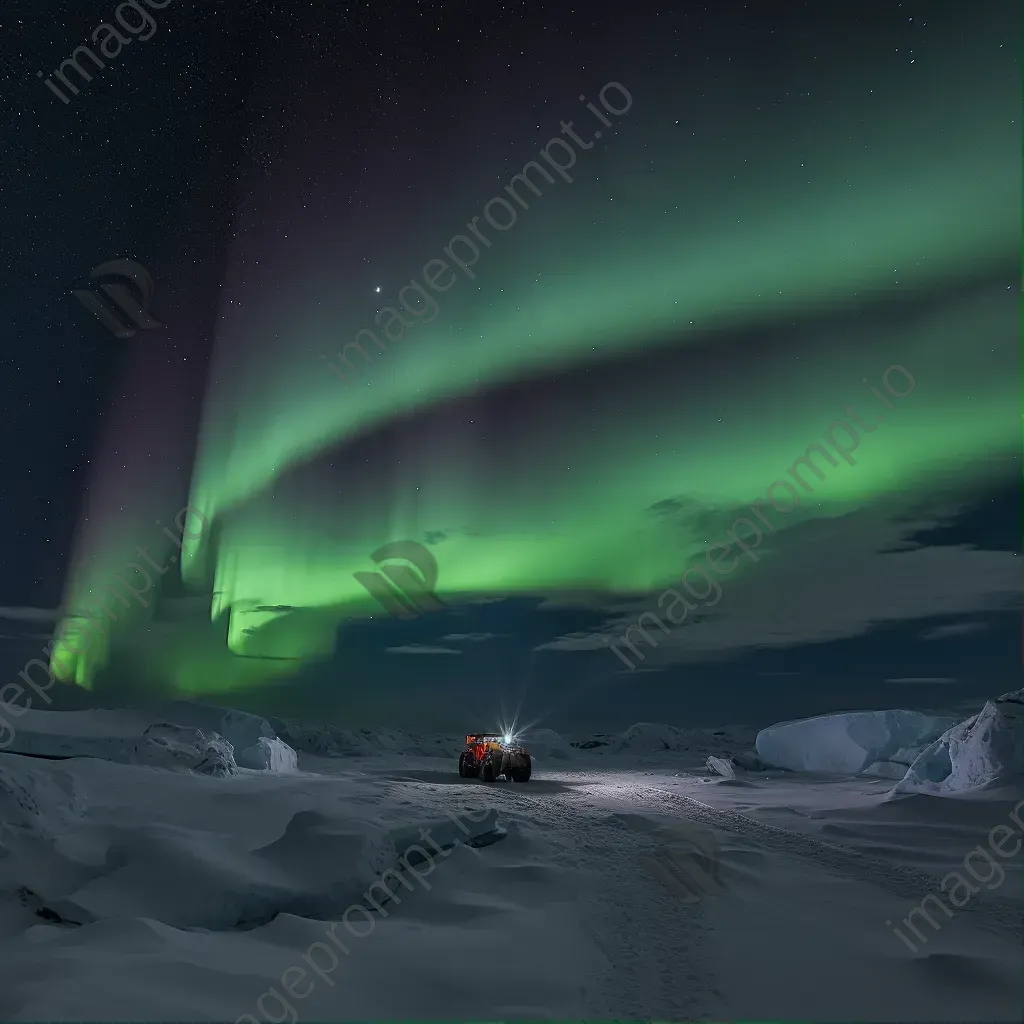 Aurora australis above Antarctic landscape - Image 1