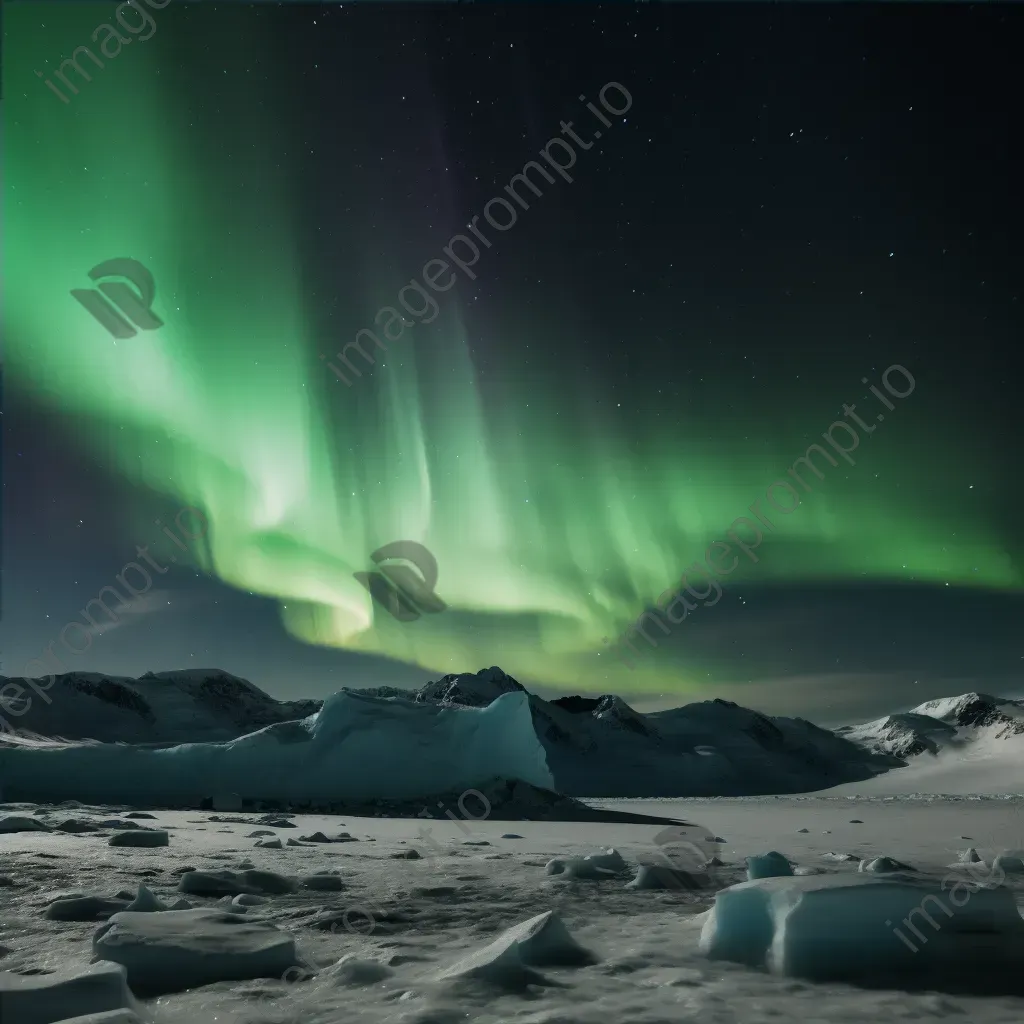 Aurora australis above Antarctic landscape - Image 4