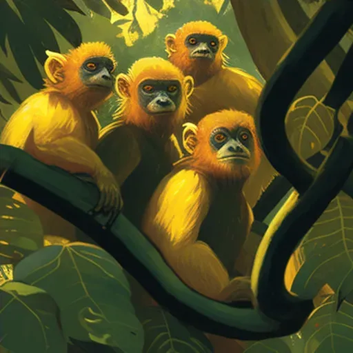 Golden Lion Tamarins in Brazilian rainforest with golden fur - Image 4