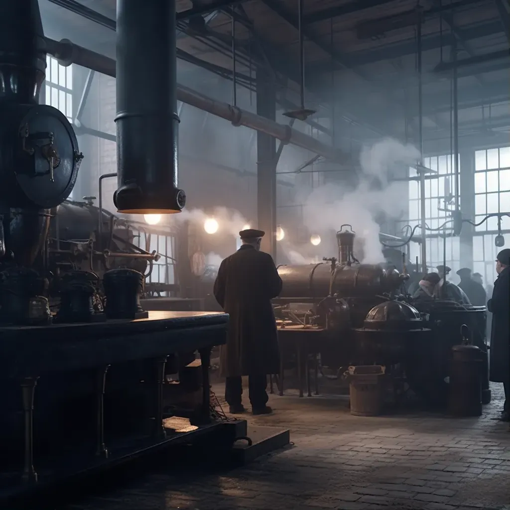 Industrial Revolution Factory with Steam Machinery