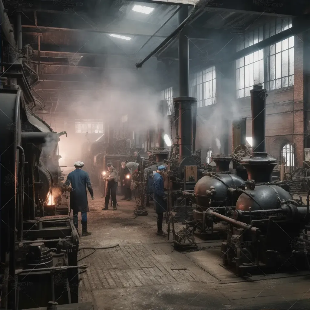 Steam machinery in Industrial Revolution factory - Image 2