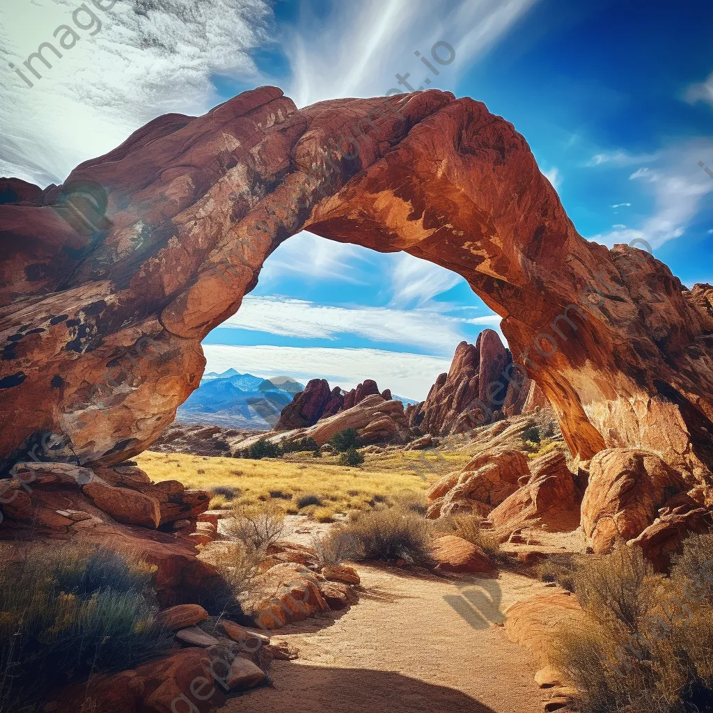 View through rock arch to mountains - Image 3