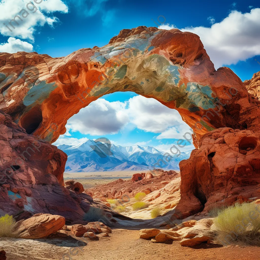 View through rock arch to mountains - Image 4