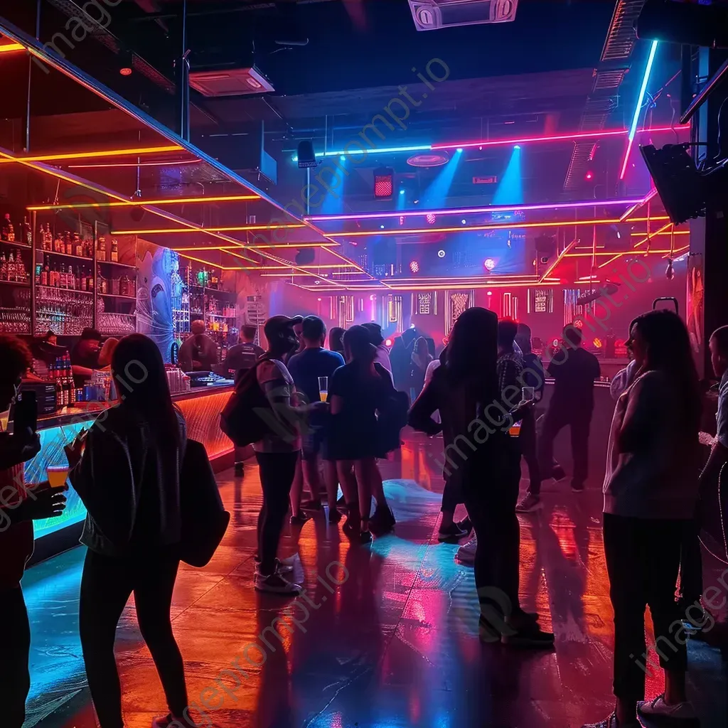 Colorful nightclub with neon lights and party people - Image 3