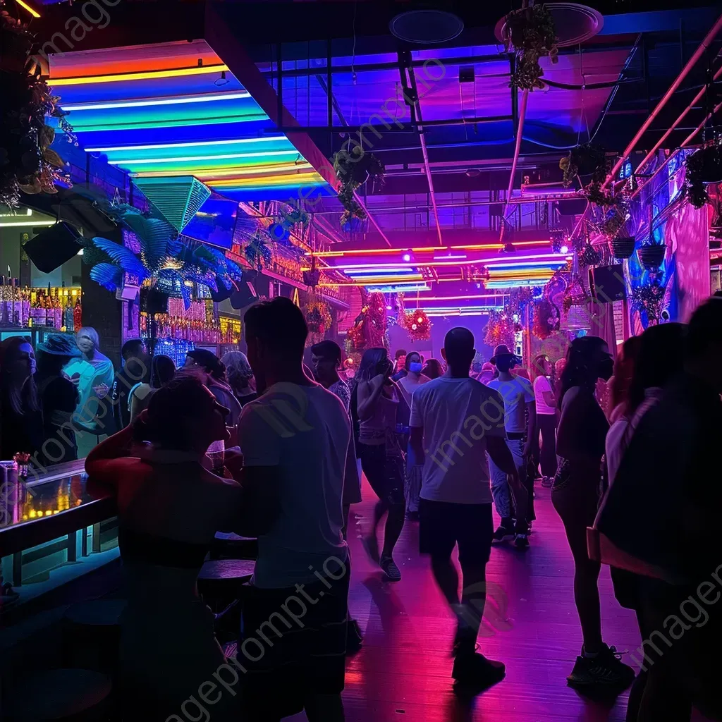 Colorful nightclub with neon lights and party people - Image 4