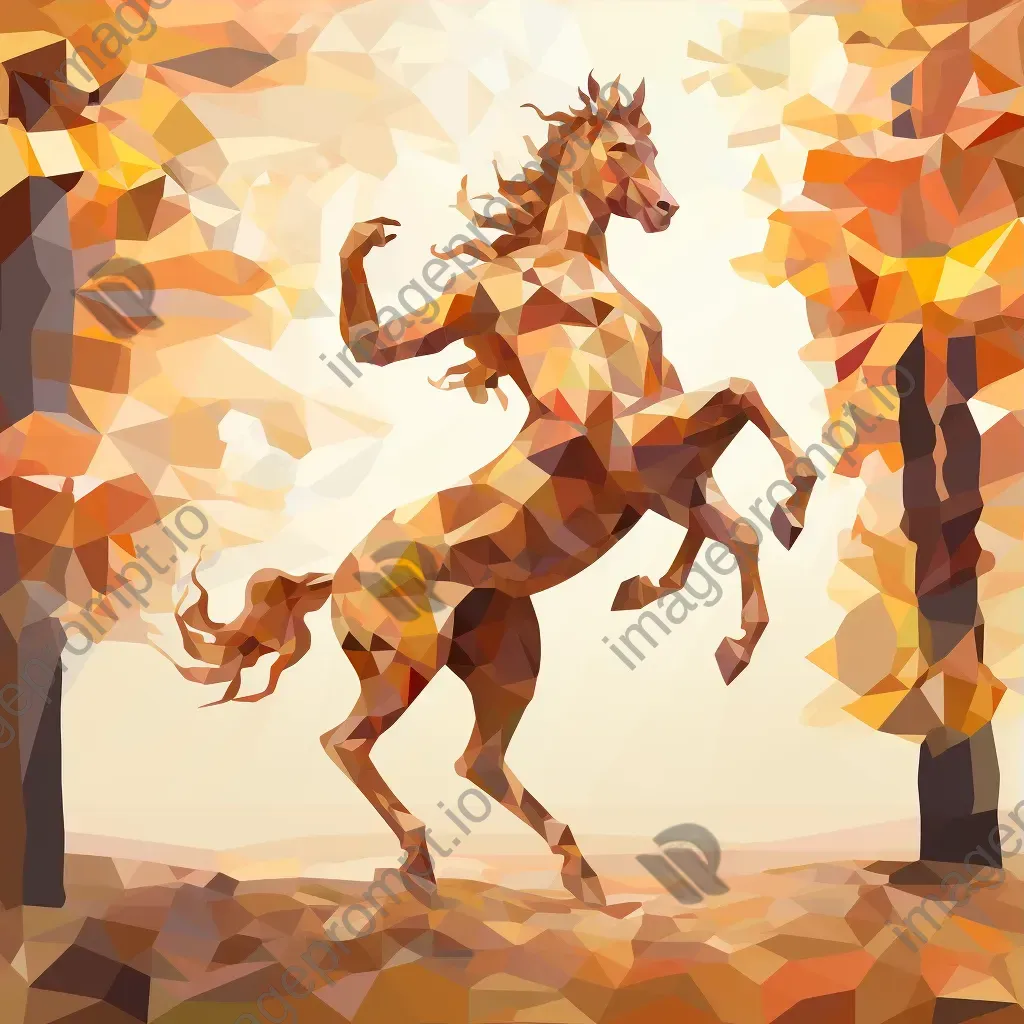 Low poly centaur frolicking among warm hues of autumn leaves - Image 3