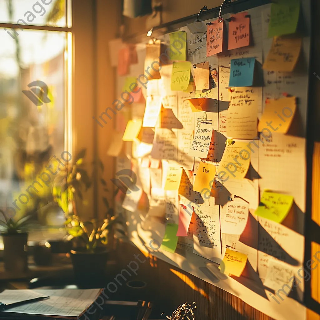 Wall calendar filled with colorful notes and reminders in a bright workspace. - Image 4