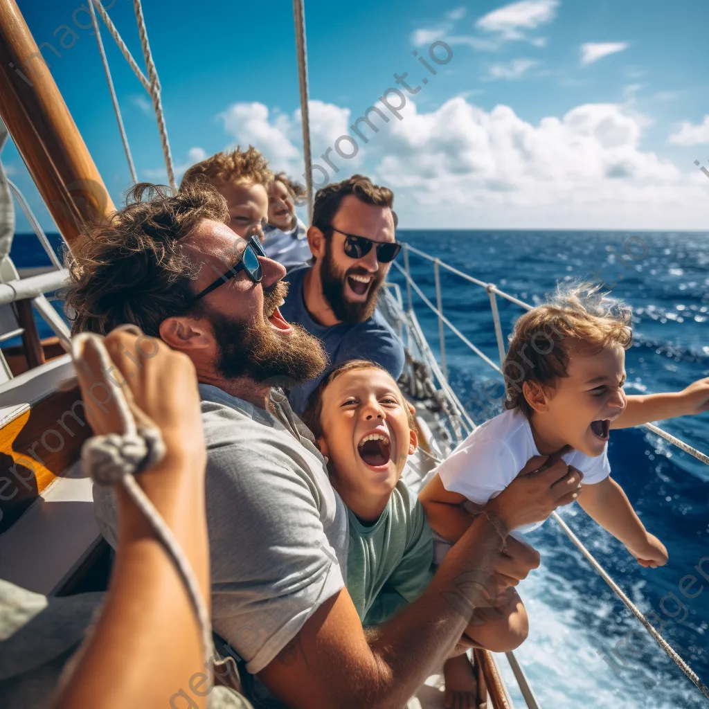 Family enjoying sailing on blue ocean - Image 3