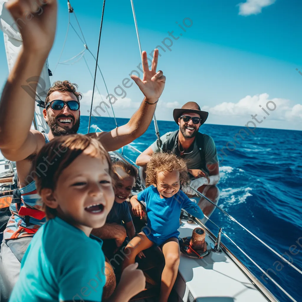 Family enjoying sailing on blue ocean - Image 4