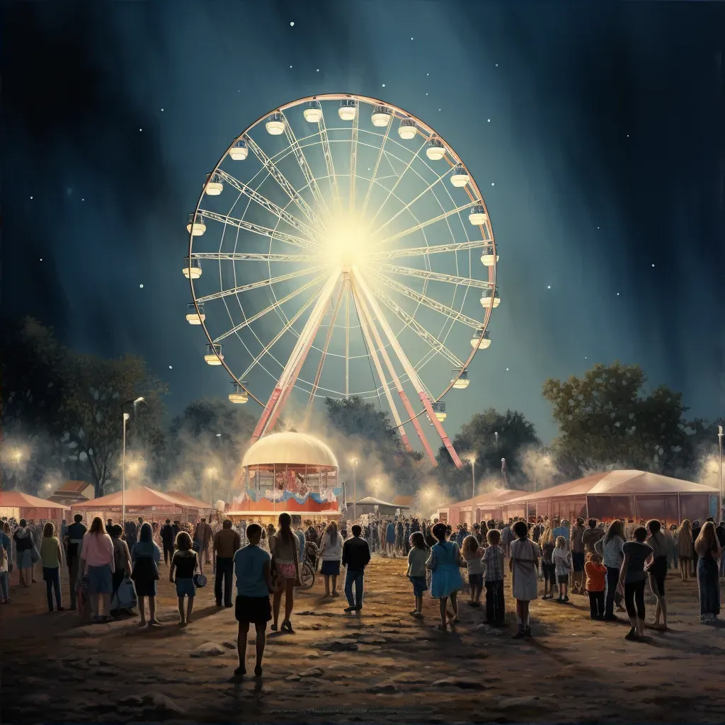 Summer fair with Ferris wheel, cotton candy stalls, and happy crowd - Image 2