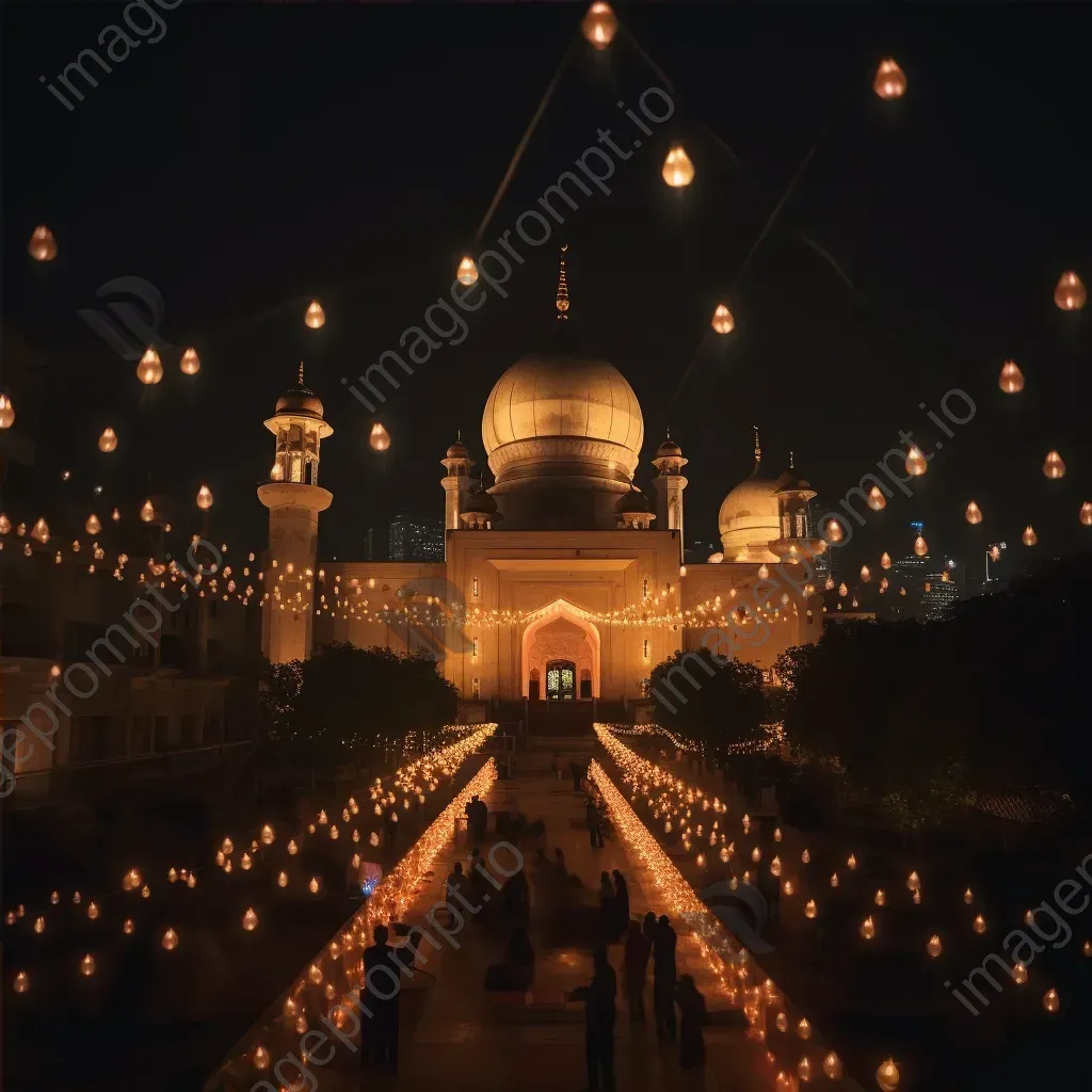 Eid al-Fitr celebration with illuminated mosques and lantern decorations - Image 4