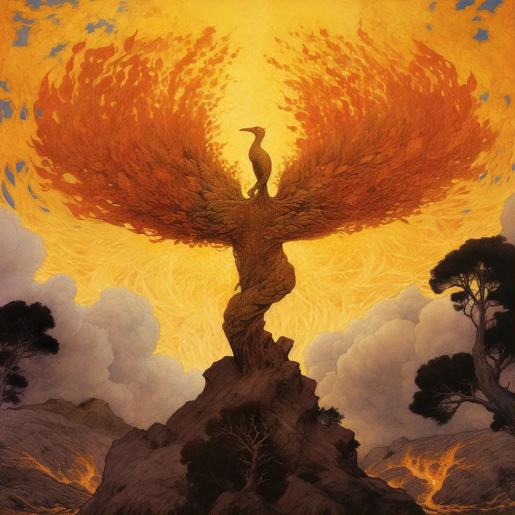 Image of a phoenix rising from ashes, symbolizing renewal - Image 1