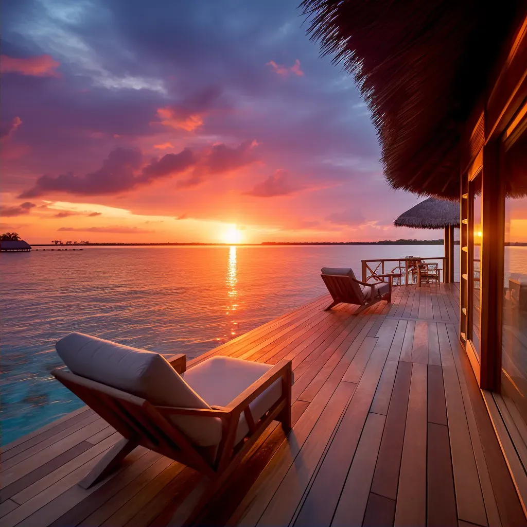 Maldives overwater villa sunset - Image 2