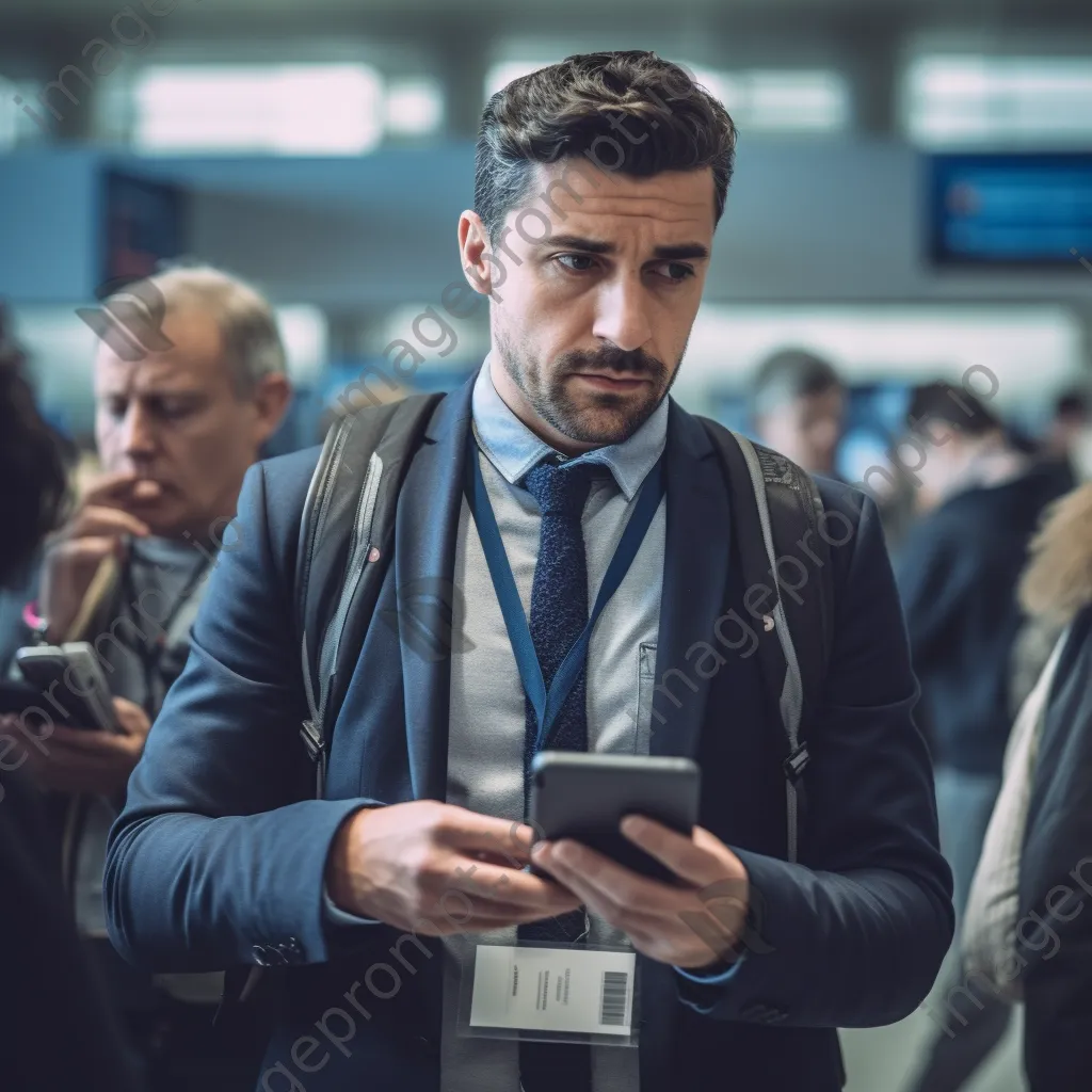 A close-up of a traveler scanning a boarding pass at airport security - Image 1