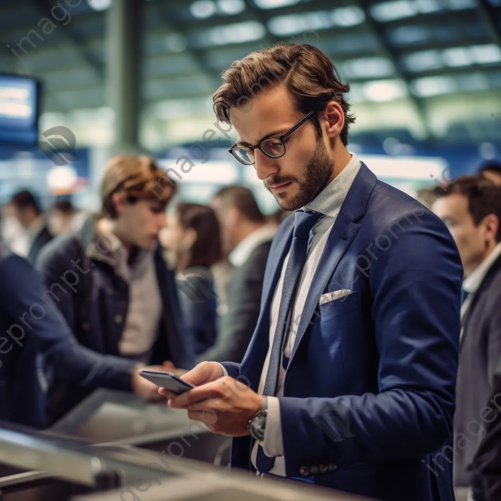 A close-up of a traveler scanning a boarding pass at airport security - Image 3