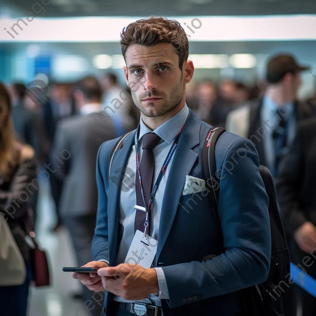 A close-up of a traveler scanning a boarding pass at airport security - Image 4