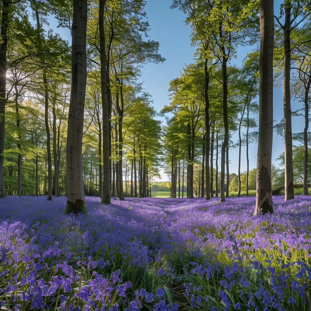 Blooming bluebell forest under a clear blue sky - Image 4