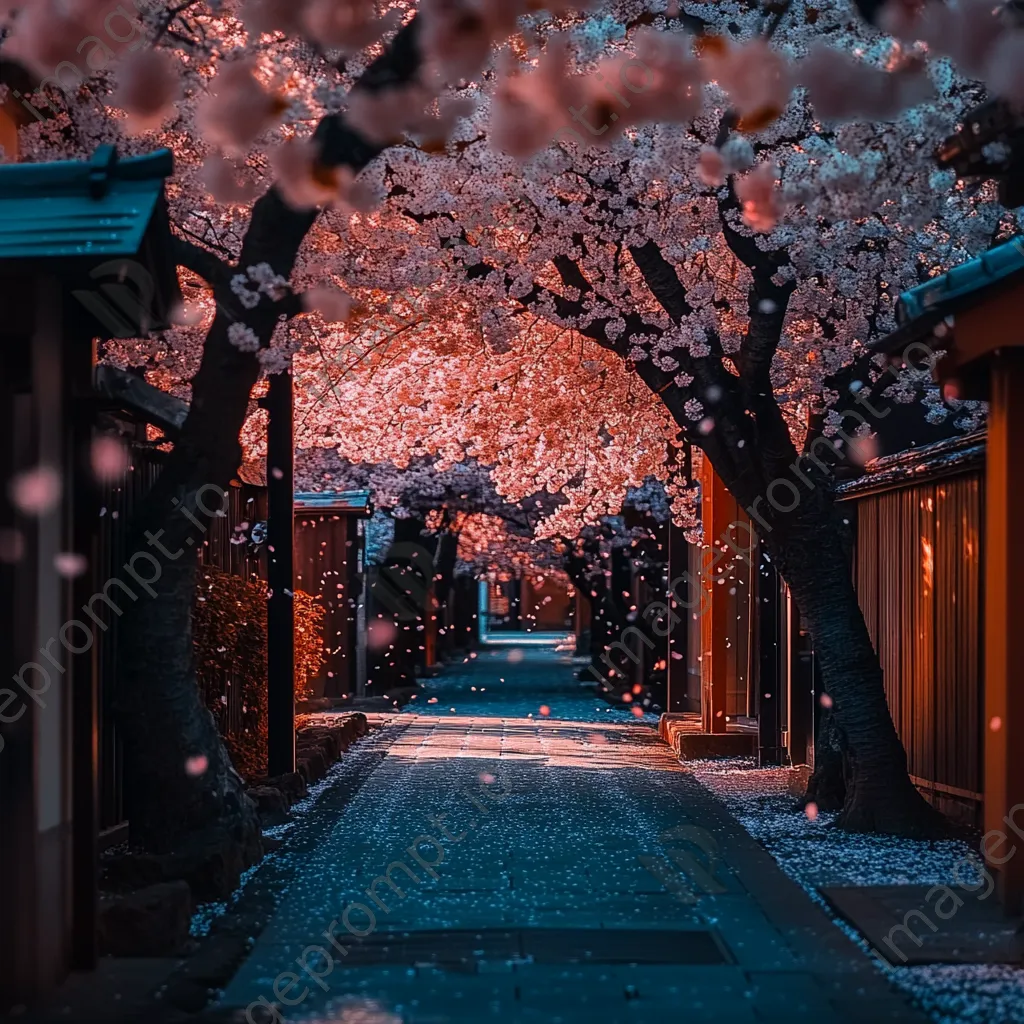 Pathway lined with blooming cherry blossom trees - Image 3