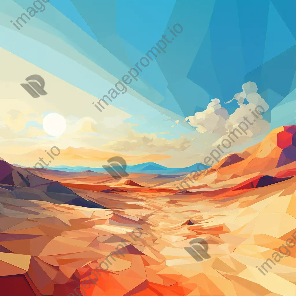 Low poly desert scene with rolling dunes under a clear sky - Image 1