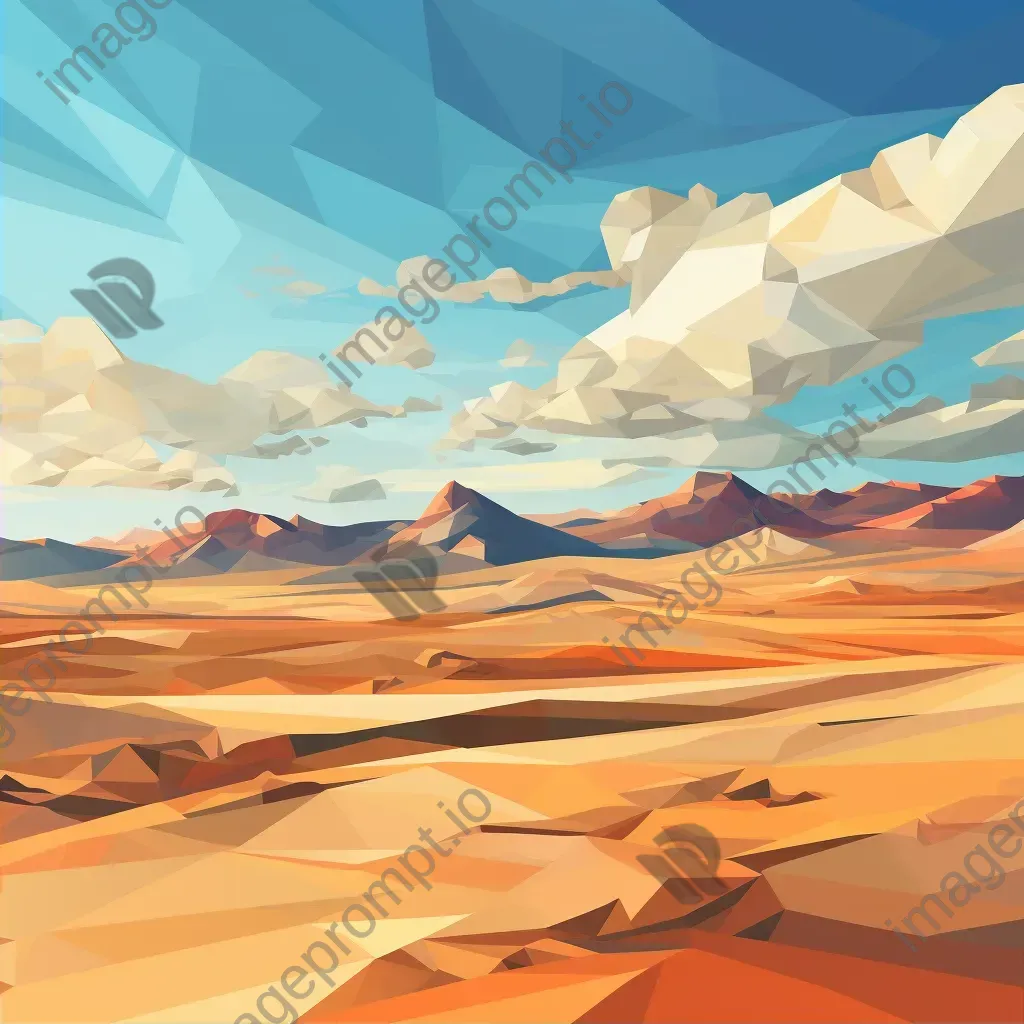 Low poly desert scene with rolling dunes under a clear sky - Image 2