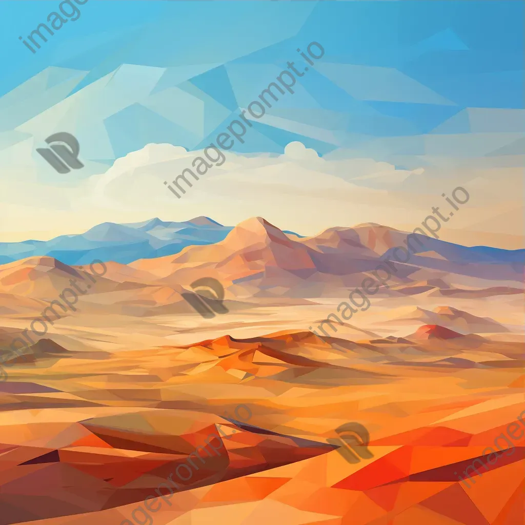 Low poly desert scene with rolling dunes under a clear sky - Image 3