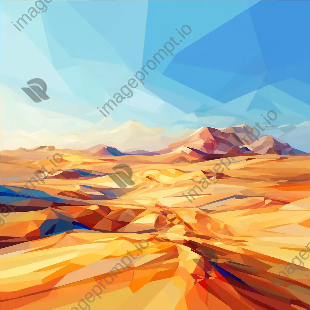 Low poly desert scene with rolling dunes under a clear sky - Image 4