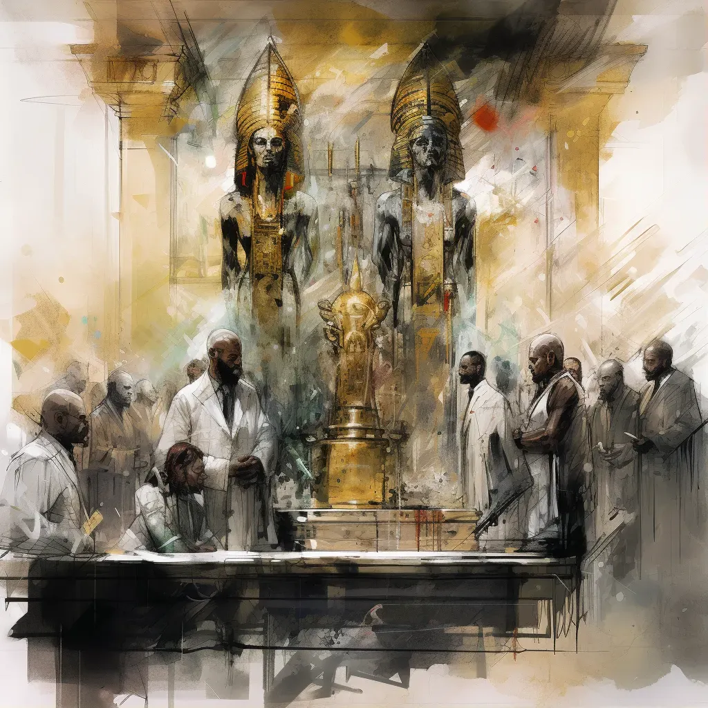 Image showing the Egyptian gods presiding over the ritualistic weighing of the heart ceremony - Image 1