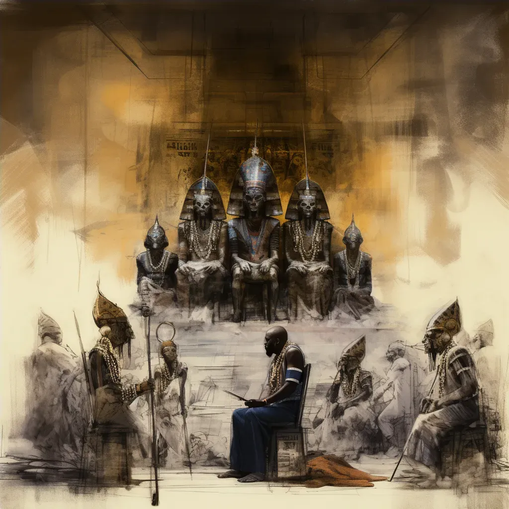 Image showing the Egyptian gods presiding over the ritualistic weighing of the heart ceremony - Image 4