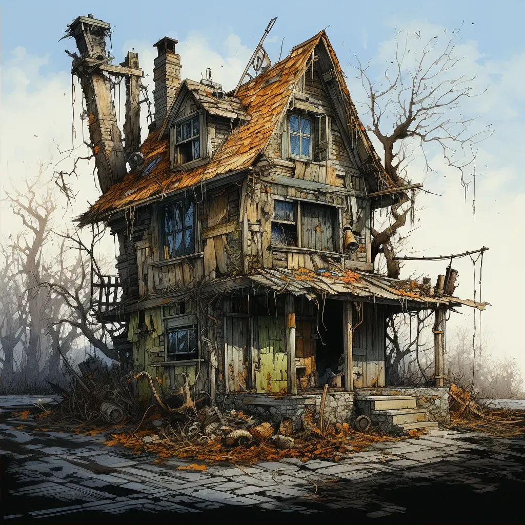 Image showing an old, dilapidated house being renovated into a modern home in an image generated by a prompt. - Image 2