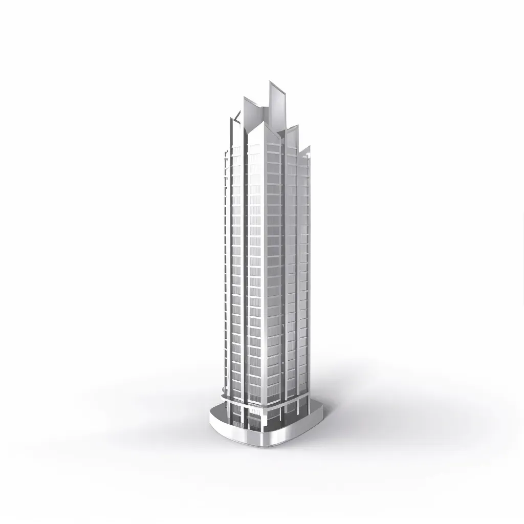 Architectural firm logo with modern metallic skyscraper on white background - Image 1