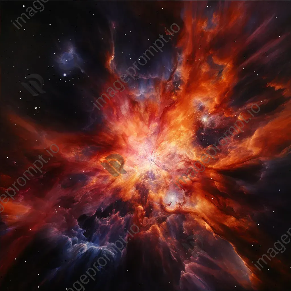 A dying star engaged in a dance of bright colors, portrayed with oil paints - Image 4