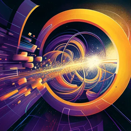 Conceptual illustration of a particle collider in action - Image 1