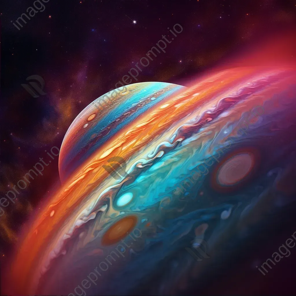 Gas planet with colorful bands and swirling storms like Jupiter - Image 2